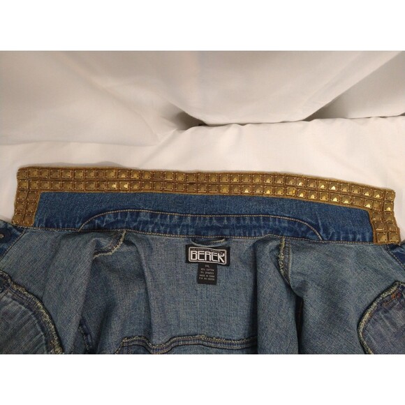The Collective Works of Berek 2 Jean Jacket Size 1XL Gold Fully Studded Trim - Picture 14 of 16
